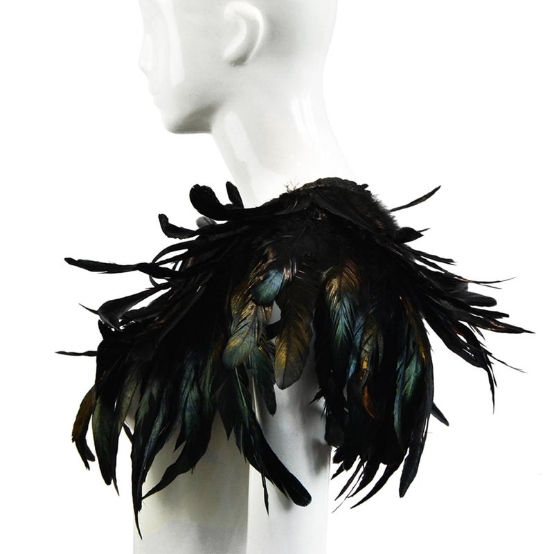 HOMELEX Black Witch Feather Collar Crow Shawl Costume Halloween Swan Wings Accessories Cape for Women - Image 4